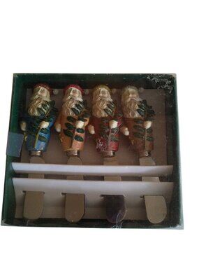 Santa Claus Spreaders Knives Resin Stainless Steel Set of 4 Holiday Christmas